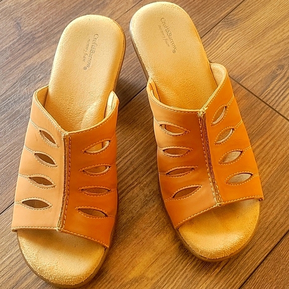 Croft and Barrow Leather Open Toe Heeled Sandals Size 8 - Picture 1 of 7